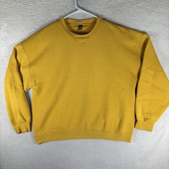 Vintage Russell Athletic Sweatshirt Mens 2XL XXL Yellow Blank Dri Power Y2K - Picture 1 of 14